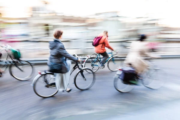 People Ride Bicycle Street — Fotografia de Stock