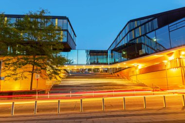 Aachen, NRW, Germany - October 09, 2021: modern building of AachenMnchener insurance at evening. AachenMnchener is part of the Generali AG, the second largest direct insurance company in Germany