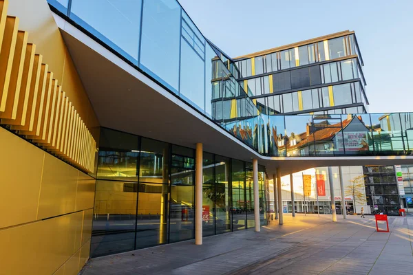 Aachen Nrw Germany October 2021 Modern Building Aachenmnchener Insurance Evening — Stock Photo, Image