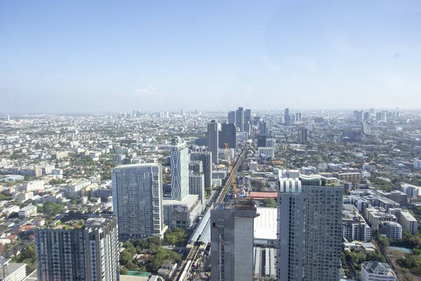 Januari 2022 Bangkok Thailand Hög Byggnad Runt Huvudskytrain Kollektivtrafik Städernas — Stockfoto