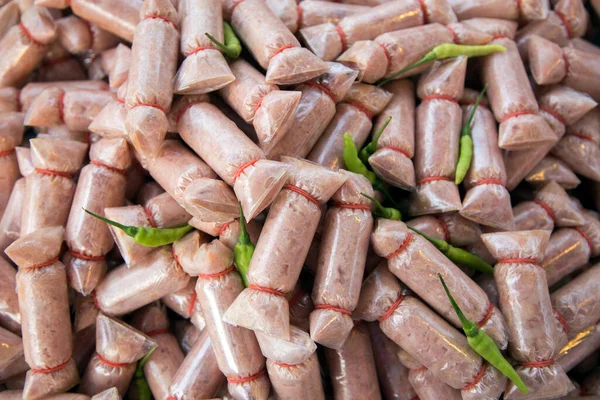 Carne Maiale Fermentata Involucro Plastico Con Elastico Carne Maiale Fermentata — Foto Stock