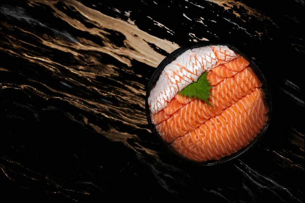 Sashimi Морепродукты Японской Суши Cusine Плетеной Пластины Темном Фоне Концепции — стоковое фото