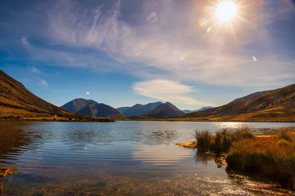 Lake Georgina Small Scenic Lake Located Canterbury High Country Approximately — Stock Photo, Image