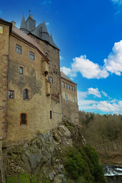 Antiguo Castillo Kriebstein Roca Vista Exterior Sajonia Alemania Del Este — Foto de Stock