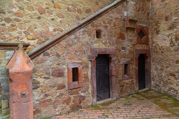 Starożytny Zamek Kriebstein Zewnątrz Podwórze Bliska Saksonia Wschodnie Niemcy Znany — Zdjęcie stockowe