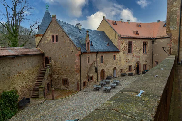 Antiguo Castillo Kriebstein Vista Exterior Patio Sajonia Alemania Del Este —  Fotos de Stock