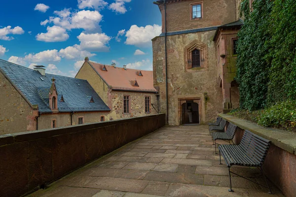 Antiguo Castillo Kriebstein Vista Exterior Patio Sajonia Alemania Del Este — Foto de Stock
