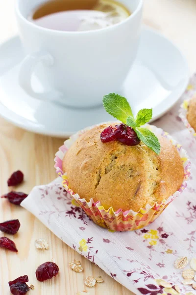 Muffins mit Preiselbeeren und Haferflocken — Stockfoto