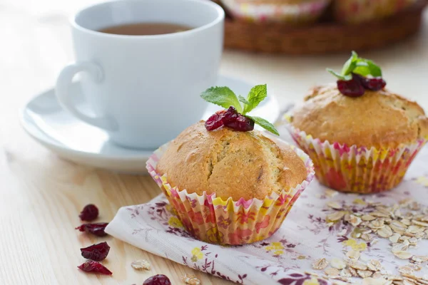 Muffins with cranberries and oatmeal — Stock Photo, Image