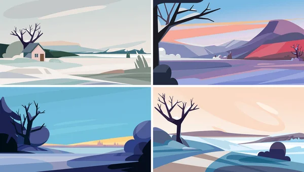 Collection de paysages hivernaux. — Image vectorielle