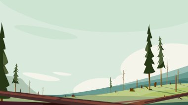 Forest with felled trees.