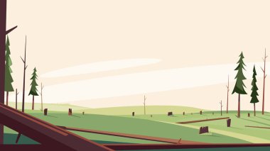 Devrilmiş ağaçlı koruluk.