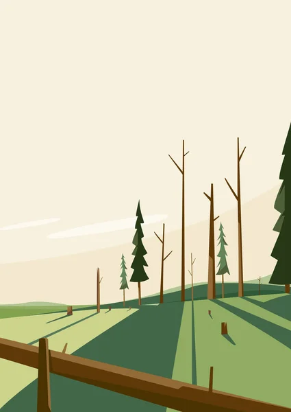 Paysage avec arbres abattus . — Image vectorielle