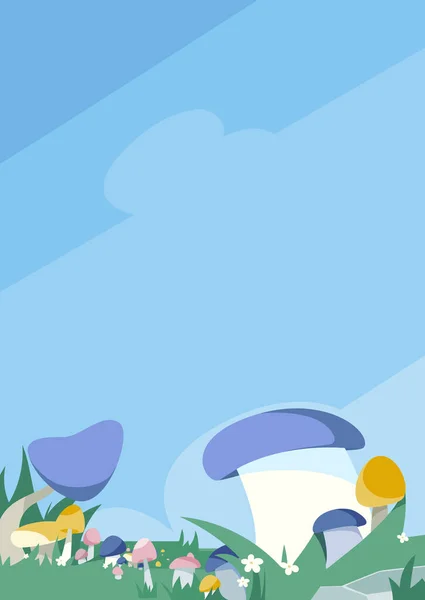 Champignon prairie avec ciel bleu. — Image vectorielle