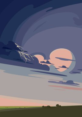 günbatımı, fırtına.