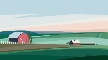 Bahar mevsiminde çiftlik.