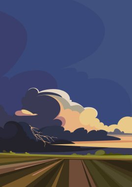 Tarlaların üzerinde fırtına.