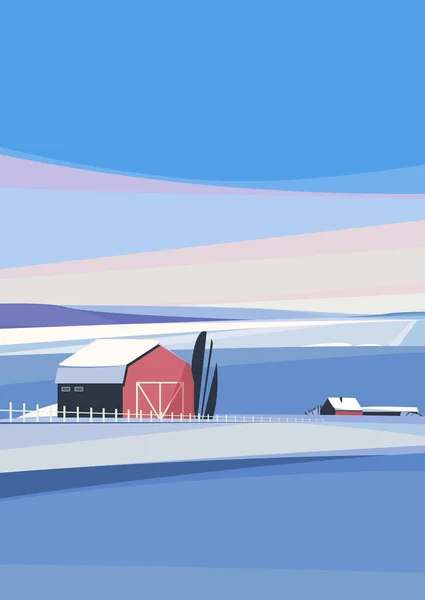 Farm in winter season. — Image vectorielle