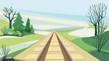 Bahar mevsiminde demiryolu.