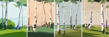 Ağaç dalları ile manzara koleksiyonu. Portre biçiminde güzel doğal manzaralar.