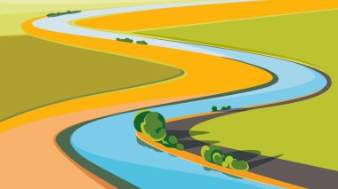 Güneşli bir günde nehir manzarası. Güzel doğal manzara..