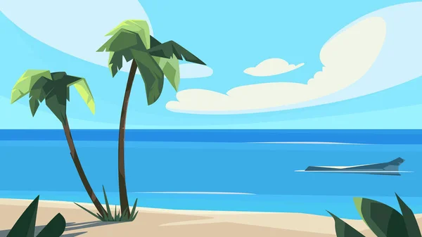 Palm Trees Ocean Clouds Beautiful Summer Landscape —  Vetores de Stock