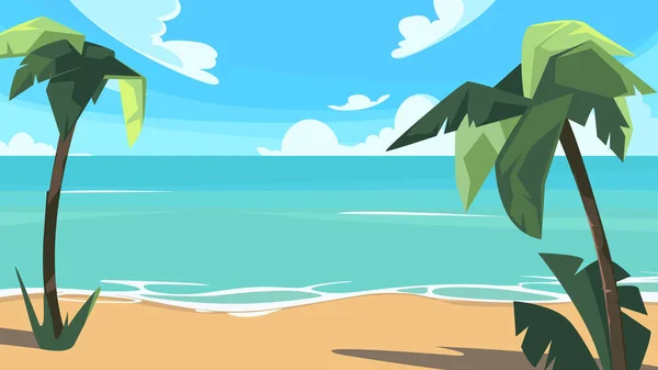 Coastline Palm Trees Beautiful Summer Landscape — ストックベクタ