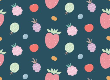 Farklı böğürtlenlerle kusursuz desen. Düz biçimdeki güzel tasarım.