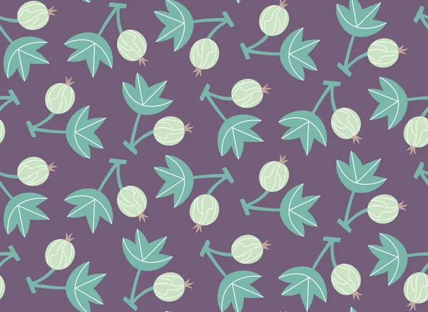 Seamless Pattern Gooseberries Design Berries Flat Style — Vetor de Stock
