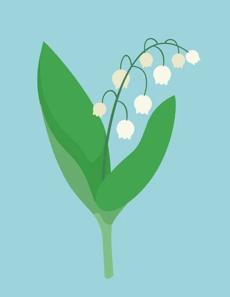 Lily Valley Leaves Wildflower Cartoon Style — 스톡 벡터