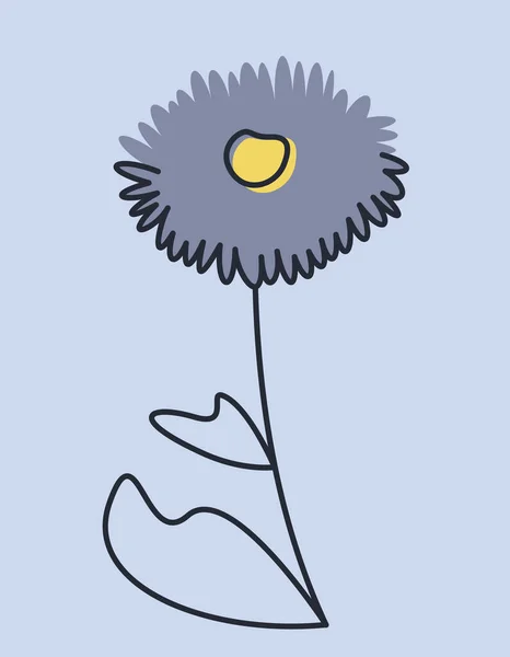 Aster Doodle Style Beautiful Garden Flower — ストックベクタ
