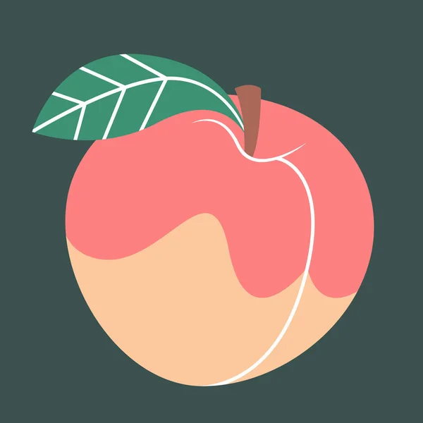 Peach Flat Style Sweet Fruit — ภาพเวกเตอร์สต็อก