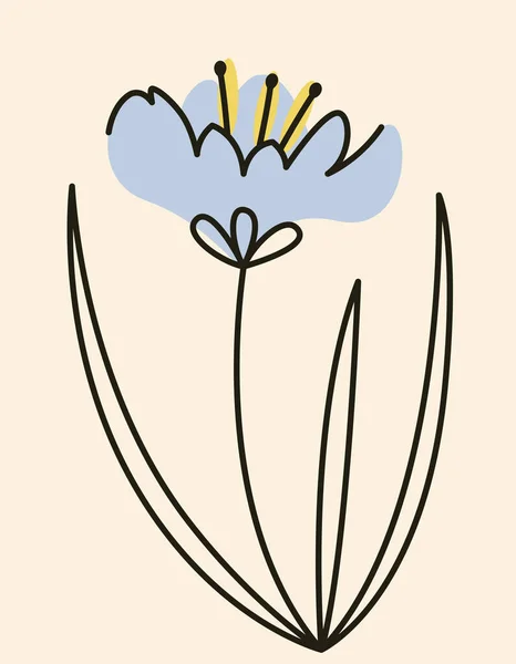 Krokus Doodle Stil Schöne Gartenblume — Stockvektor