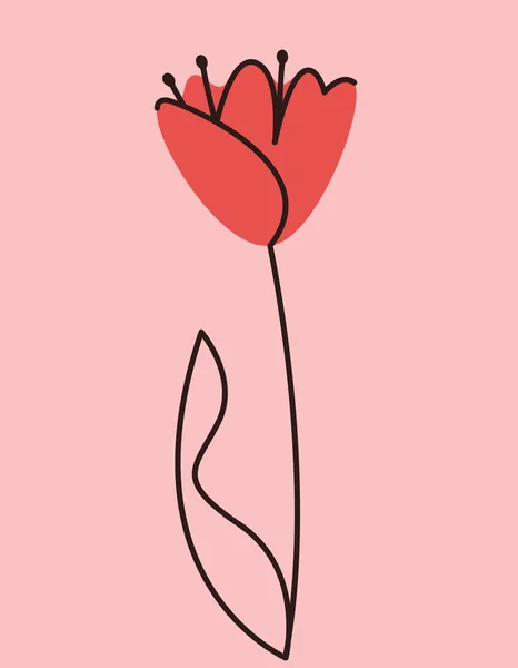 Tulipa Estilo Doodle Linda Flor Jardim —  Vetores de Stock