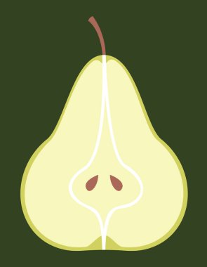 Armutun yarısı. Düz stil tatlı meyve.