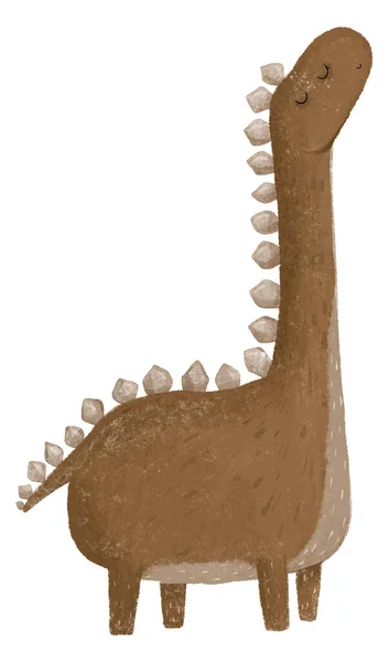 Söt Handmålad Illustration Med Barnslig Dino Dinosaurie — Stockfoto