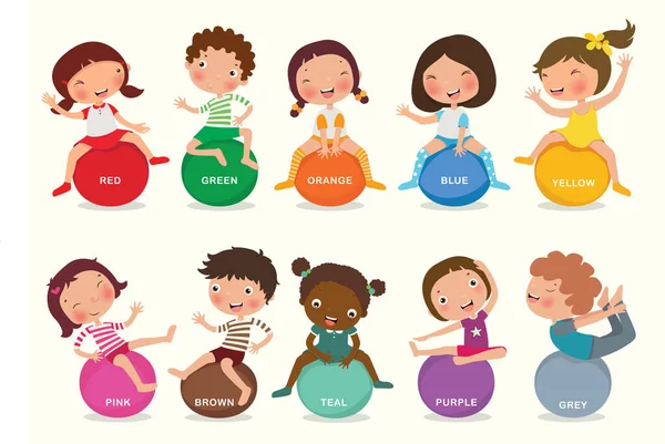 Variété Couleurs Pour Les Enfants Étudier Apprendre Vecteur Illustration — Image vectorielle