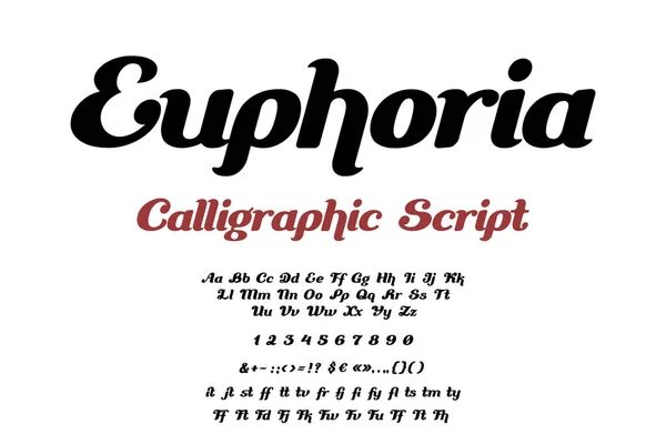 Calligraphic Font Script Italic Projektowanie Wektorowe Litery Typografia Kaligrafia Symbol — Wektor stockowy