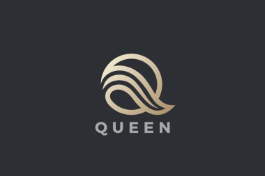 Q harfi logo tasarım vektörü lüks stili şablon. Altın Logotype konsept simgesi simgesi