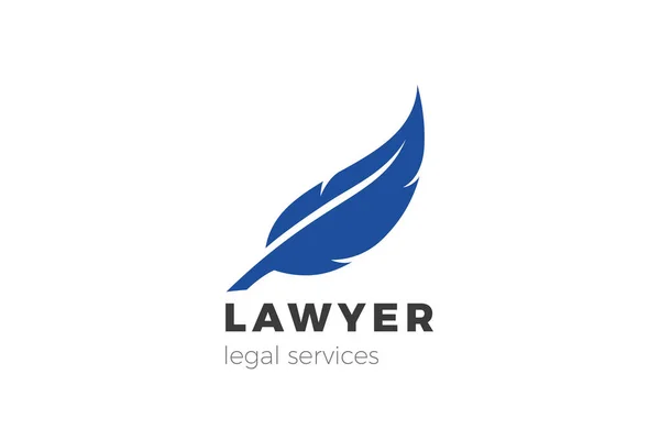 Advogado Escritor Logo Feather Quill Símbolo Vetor Modelo Design — Vetor de Stock