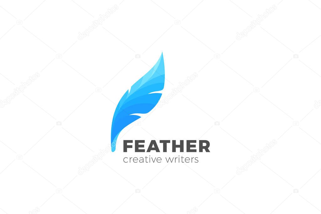 Lawyer Writer Logo Feather Quill symbol vector design template