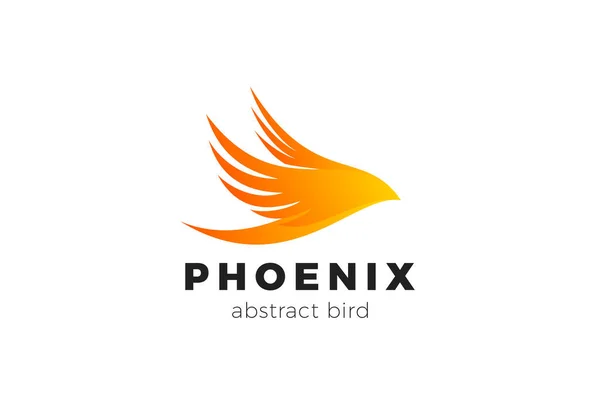 フライングバードロゴ概要 Phoenix Designベクトルテンプレート エレガントなシルエットイーグルファルコンウィングロゴタイプのコンセプト — ストックベクタ