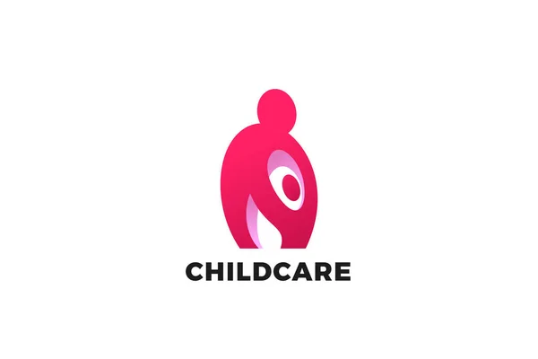 Mother Baby Holding Hands Logo Design Vector Template — Stok Vektör