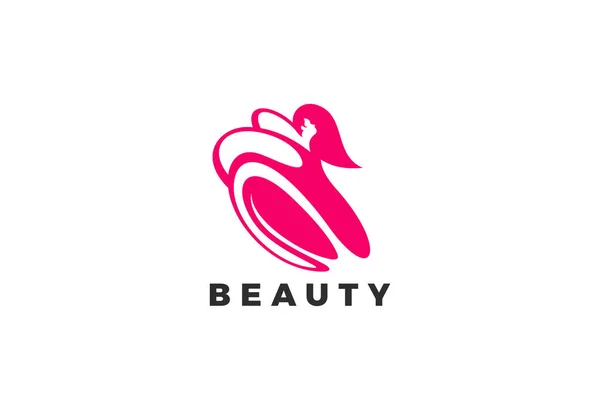 Woman Dancing Elegant Girl Logo Design Silhouette Vector Template Luxury — Stockvektor