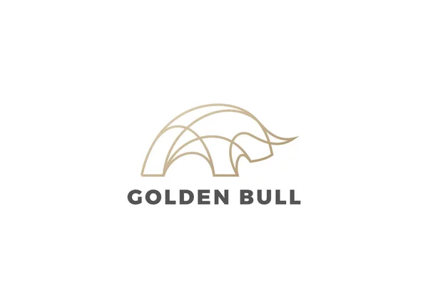 Bull Logo Bison Taurus Design Vector Template Linear Outline Style — Vetor de Stock