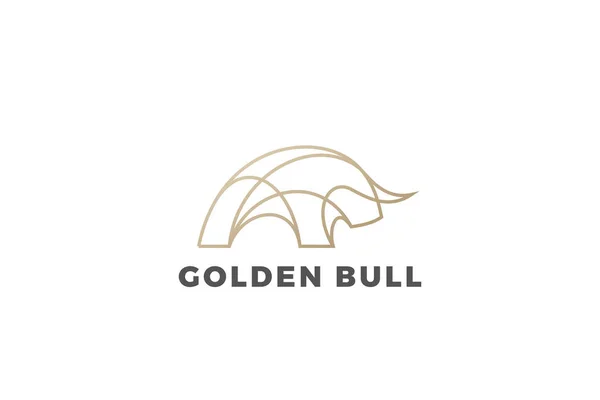 Bull Logo Bison Taurus Design Vector Template Linear Outline Style — Vettoriale Stock