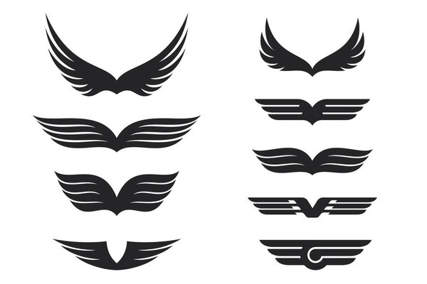 Wings vector Collection. Eagle bird heraldic flying Falcon Phoenix Hawk logo.