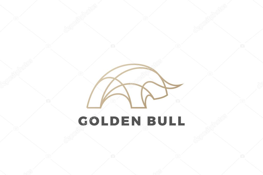 Bull Logo Bison Taurus design vector template Linear Outline style. Steak House Meat store Logotype concept icon.