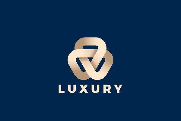 Trinity Loop Triangle Logo Abstrakt Design Vector Mall Golden Luxury — Stock vektor