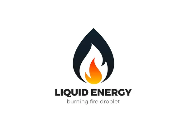 Olajcseppek Tűz Energia Logó Tervezési Vektor Sablon Ásványolaj Üzemanyag Folyadékcseppek — Stock Vector